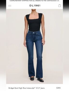 DL1961 Bridget Boot High-Rise Instasculpt Jeans in Dark Blue 31.5" Inseam US 27